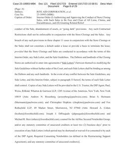 (Page | 8) 
Debtors: 
RITE AID CORPORATION, et al. 
Case No. 
23-18993 (MBK)
Caption of Order: 
Interim Order (I) Authorizing