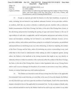 (Page | 9) 
Debtors: 
RITE AID CORPORATION, et al. 
Case No. 
23-18993 (MBK)
Caption of Order: 
Interim Order (I) Authorizing