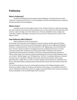Frailocracy
What is Frailocracy?
A notorious invisible government existed in Spanish Philippines. This government was called