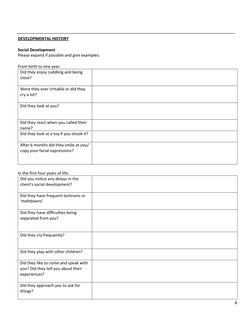 Developmental History Questionnaire for Autism | PDF | Mental Disorder ...