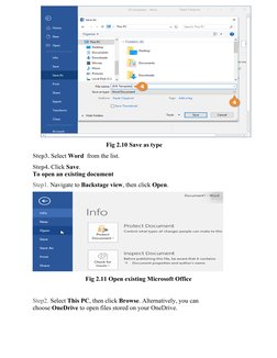 Fig 2.10 Save as type
Step3. Select Word  from the list. 
Step4. Click Save.
To open an existing document
Step1. Navigate to 