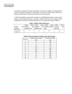 En la tabla 1 se registran los datos del tamaño y el peso de las arepas en la etapa final del 
proceso productivo (empacado