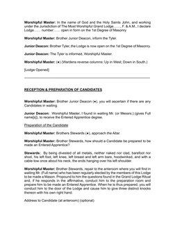Entered Apprentice Ritual Pdf First Degree Masonic Opening Ritual | PDF | Freemasonry | Masonic Lodge