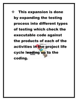 
This expansion is done 
by expanding the testing 
process into different types
of testing which check the 
executable code