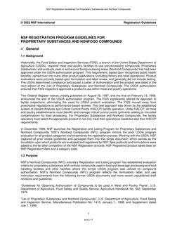 1 
© 2022 NSF International 
Registration Guidelines 
NSF REGISTRATION PROGRAM GUIDELINES FOR 
PROPRIETARY SUBSTANCES AND NON