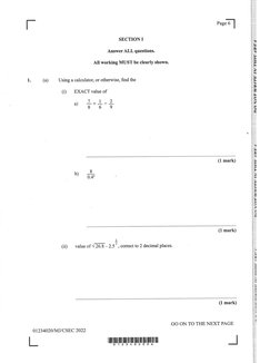Maths Csec P2 May-June 2022 | PDF