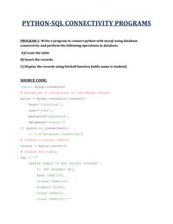 Python MySQL Connectivity Projects for Class 12 | PDF | Databases | Sql