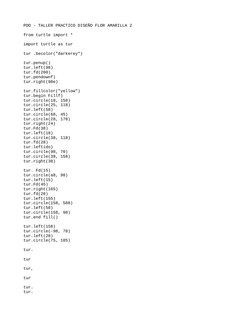 Código para dibujar flores amarillas en Python | PDF