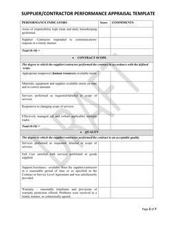 Supplier Contractor Performance Template | PDF | Employment | Personal ...