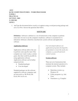 KCSE Word Processor Practical Exam Guide | PDF | Software | Application ...