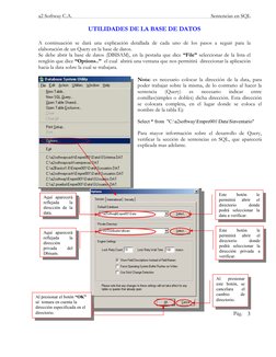 a2 Softway C.A. 
 
Sentencias en SQL 
Pág. 3 
UTILIDADES DE LA BASE DE DATOS 
 
A continuación se dará una explicación detall