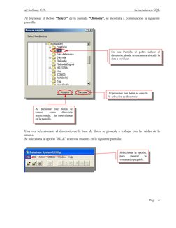 a2 Softway C.A. 
 
Sentencias en SQL 
Pág. 4 
Al presionar el Botón “Select” de la pantalla “Options“, se mostrara a continua