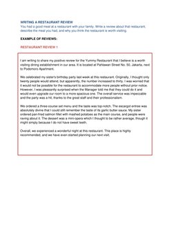 Positive Restaurant Review Examples | PDF | Restaurants | Eating ...
