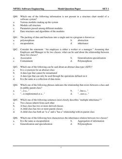 NPTEL Software Engineering Model Paper | PDF | Class (Computer ...