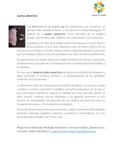 Cuarzo Amatista 
 
 La Amatista es un cuarzo que se caracteriza por presentar un 
variado color morado brillante y una form