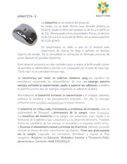 HEMATITA - E 
La hematita es un mineral del grupo de 
los óxidos, es un óxido férrico cuya formula química es 
Fe2O3, donde