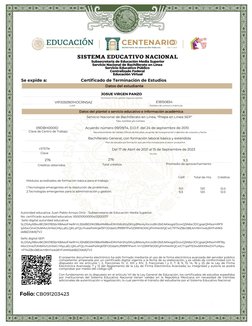 EDUCACIÓN 
Se expide a: 
SECRETARÍA DE EDUCACIÓN PÙBLICA 
09DBHOOOID 
Clave de Centro de Trabajo 
cSTElle 
Clave 
276 
Crédit