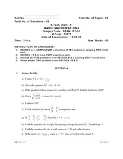 1 | M-75371 
 
(S1)-2250 
 
Roll No. 
                        Total No. of Pages : 02 
Total No. of Questions : 09  
B.Tech.