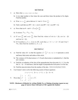 2 | M-75371 
 
(S1)-2250 
 
SECTION-B 
 2. 
a) Show that (
) (
) (
)
8
x
y
y
z
z
x
xyz




. 
  
b) A two digit number is