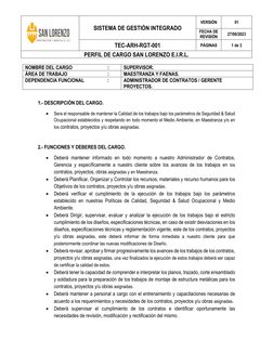 SISTEMA DE GESTIÓN INTEGRADO 
VERSIÓN  
01 
FECHA DE 
REVISIÓN 
27/06/2023 
TEC-ARH-RGT-001 
PÁGINAS 
1 de 3 
PERFIL DE CAR