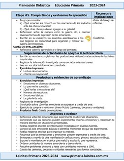 Proyecto Galería de Emociones 2° Grado | PDF | Las emociones | Evaluación