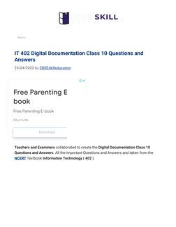 Class 10 IT Digital Documentation Q&A | PDF | Fax | Document