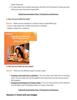 Class 10 IT Digital Documentation Q&A | PDF | Fax | Document
