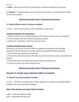 Class 10 IT Digital Documentation Q&A | PDF | Fax | Document