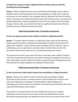 Class 10 IT Digital Documentation Q&A | PDF | Fax | Document