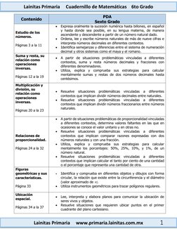 Lainitas Primaria     Cuadernillo de Matemáticas    6to Grado 
Lainitas Primaria     www.primaria.lainitas.com.mx 
1 
Con