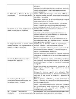 territorio.
Utiliza los conceptos de localización, distribución, diversidad, 
temporalidad y cambio e interacción para el est