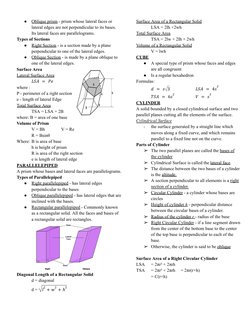 Solid Mensuration Concepts and Formulas | PDF | Circle | Triangle