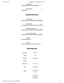 11/2/23, 8:16 PM
IMEI details: 356371483543695 - IMEI.info
https://www.imei.info/?imei=356371483543695
2/5
ADVANCED CHECKS (P