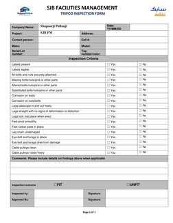 Tripod Inspection Checklist Form | PDF | Tripod (Photography ...