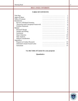 HOLY ANGEL UNIVERSITY
Running Head
3
TABLE OF CONTENTS
Title Page
……………………….…………….
1
Approval Sheet
……………………….…………….
2
Table