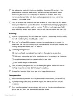Mixing and Mastering Cheat Sheet | PDF | Equalization (Audio) | Electronics