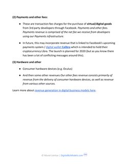 (2) Payments and other fees:
●These are transaction fee charges for the purchase of virtual/digital goods
from 3rd party deve