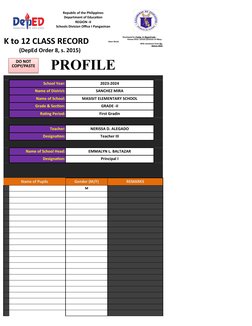 K-12 Class Record Template for DepEd | PDF | Curriculum | Teachers
