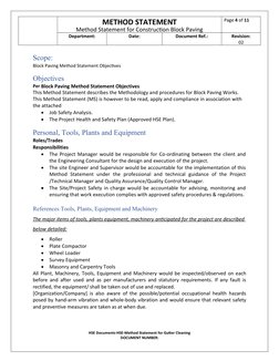 Block Paving Method Statement Guide | PDF | Occupational Safety And ...