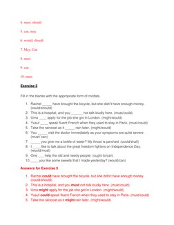 Modals Class 9 Exercise Class 9 Modals Exercises and Answers | PDF | Verb | Language Mechanics
