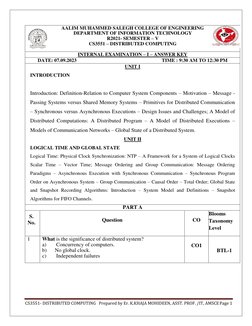 CS3551- DISTRIBUTED COMPUTING   Prepared by Er. K.KHAJA MOHIDEEN, ASST. PROF. /IT, AMSCE Page 1 
 
AALIM MUHAMMED SALEGH COLL