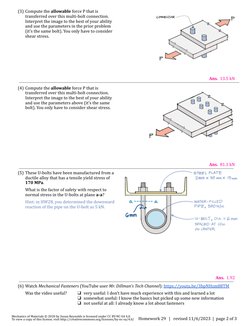(3) Compute the allowable force P that is
transferred over this multi-bolt connection.
Interpret the image to the best of you