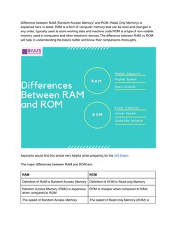 RAM vs ROM: Key Differences Explained | PDF | Computer Data Storage ...