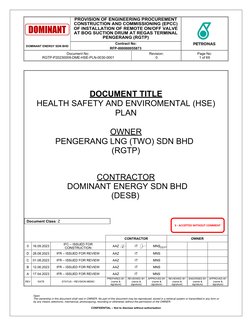 PROVISION OF ENGINEERING PROCUREMENT 
CONSTRUCTION AND COMMISSIONING (EPCC) 
OF INSTALLATION OF REMOTE ON/OFF VALVE