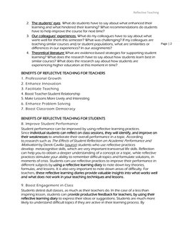 Reflective Teaching 
 
Page | 2 
2. The students’ eyes. What do students have to say about what enhanced their 
learning and