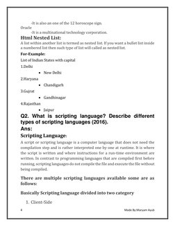 4 
 
Made By:Maryam Ayub 
 
-It is also an one of the 12 horoscope sign. 
Oracle 
-It is a multinational technology corporati