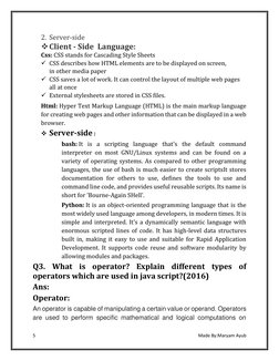 5 
 
Made By:Maryam Ayub 
 
2. Server-side  
❖ Client - Side  Language: 
Css: CSS stands for Cascading Style Sheets 
✓ CSS de