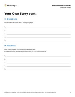 Copyright 2016, Red River Press Inc. For use by members of ESL Library in accordance with membership terms.
8
First Condition