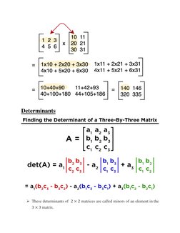  
Determinants 
 
➢ These determinants of  2 × 2 matrices are called minors of an element in the 
3 × 3 matrix.  
