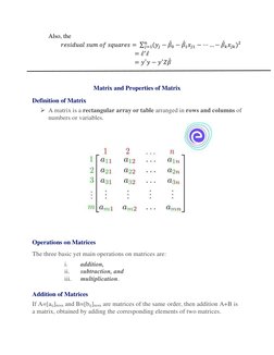 Also, the  
        𝑟𝑒𝑠𝑖𝑑𝑢𝑎𝑙 𝑠𝑢𝑚 𝑜𝑓 𝑠𝑞𝑢𝑎𝑟𝑒𝑠= ∑
(𝑦𝑗−𝛽̂0 −𝛽̂1𝑥𝑗1 −⋯… −𝛽̂𝑘𝑥𝑗𝑘)2
𝑛
𝑗=1
